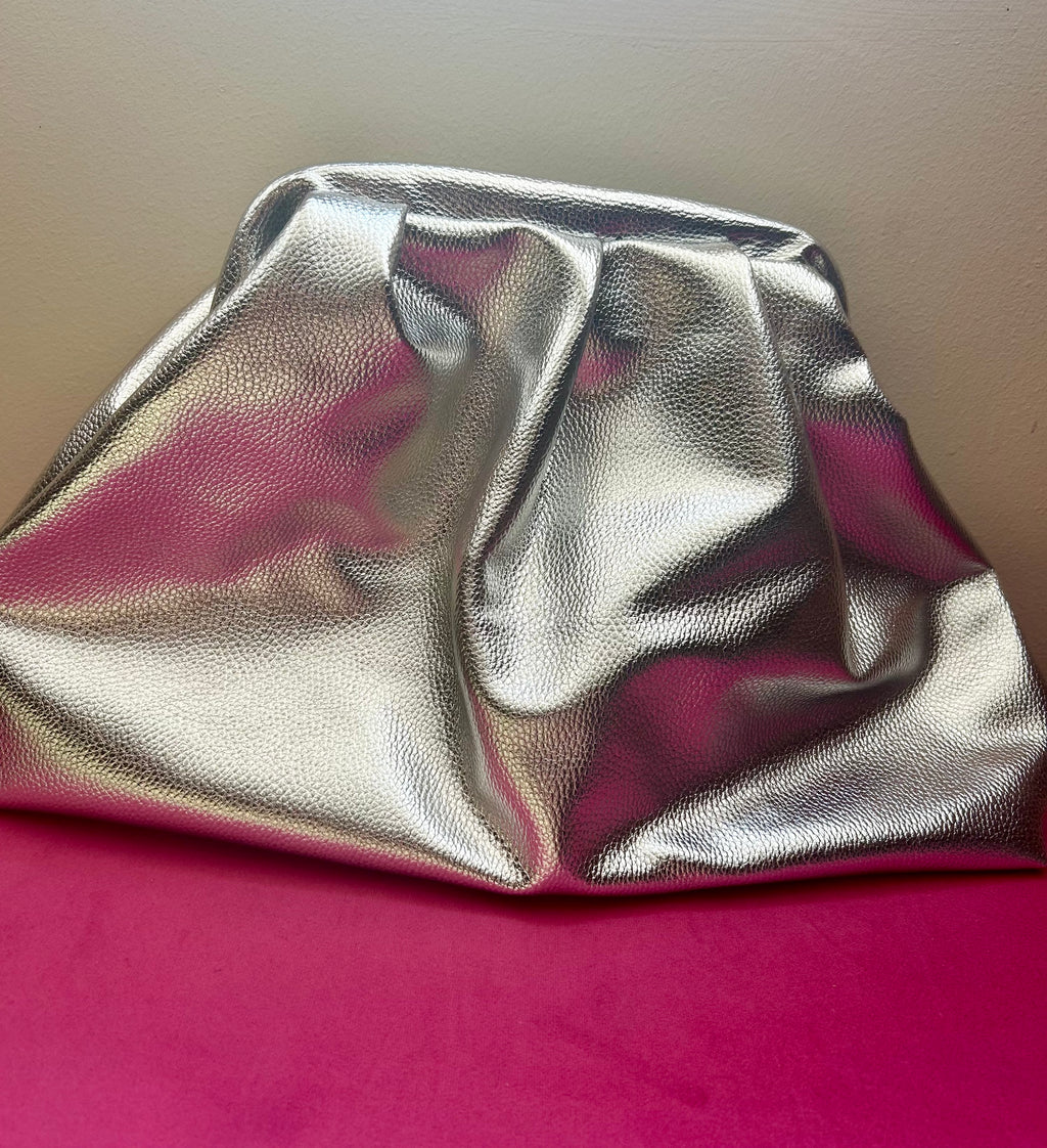 Metallic silver dumpling bag
