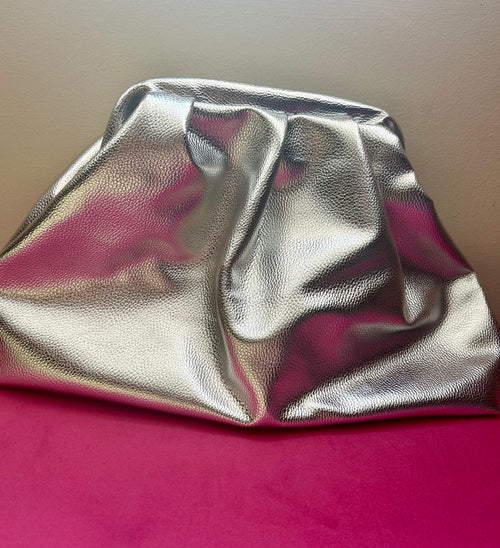 Metallic silver dumpling bag