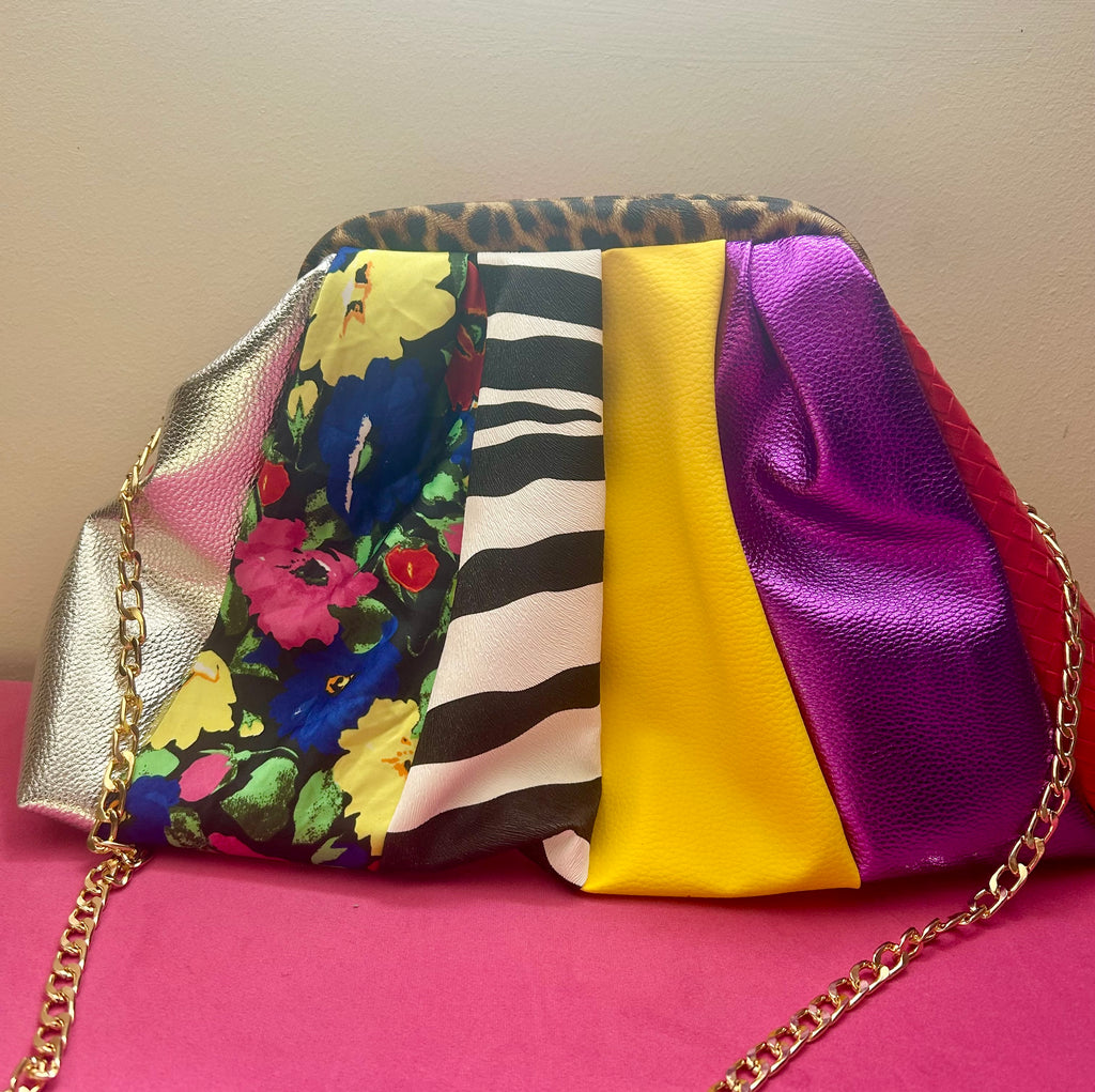 Mixed stripe dumpling bag