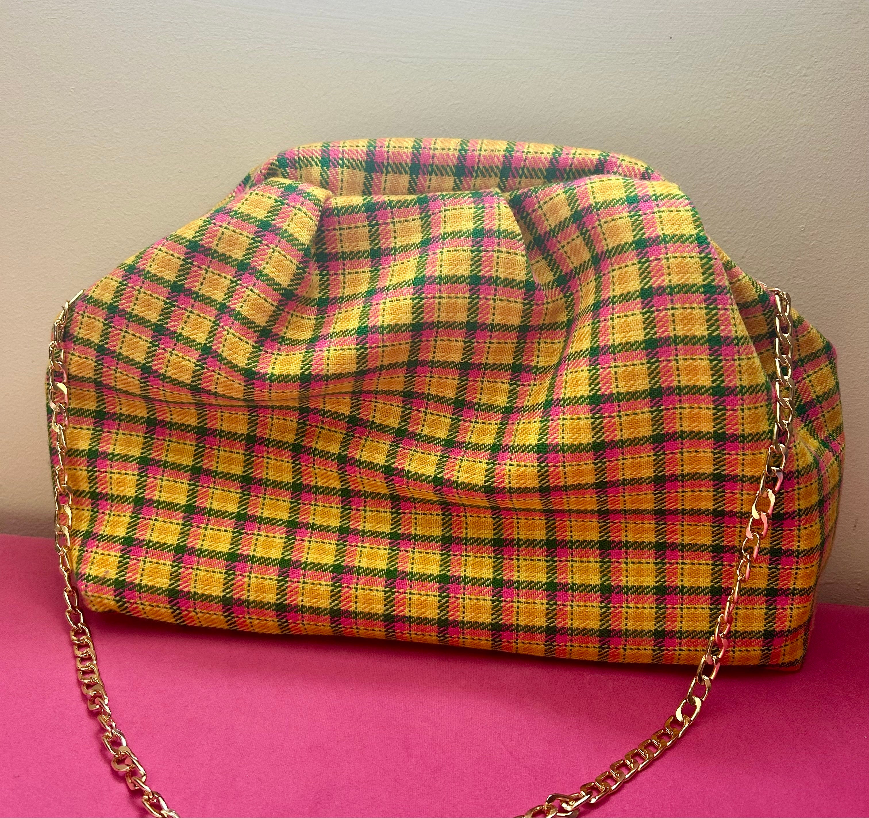 Check print dumpling bag