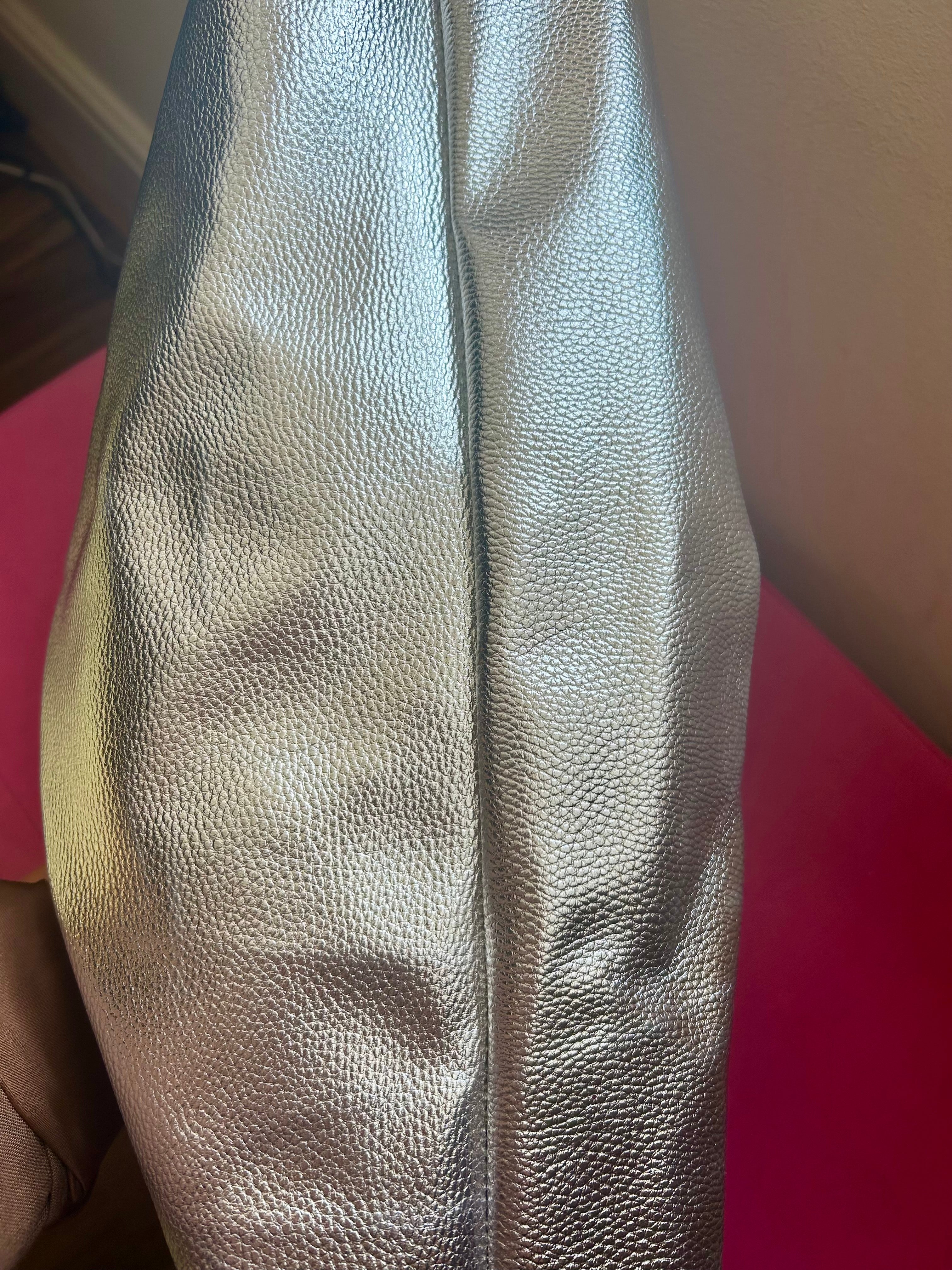 Metallic silver dumpling bag