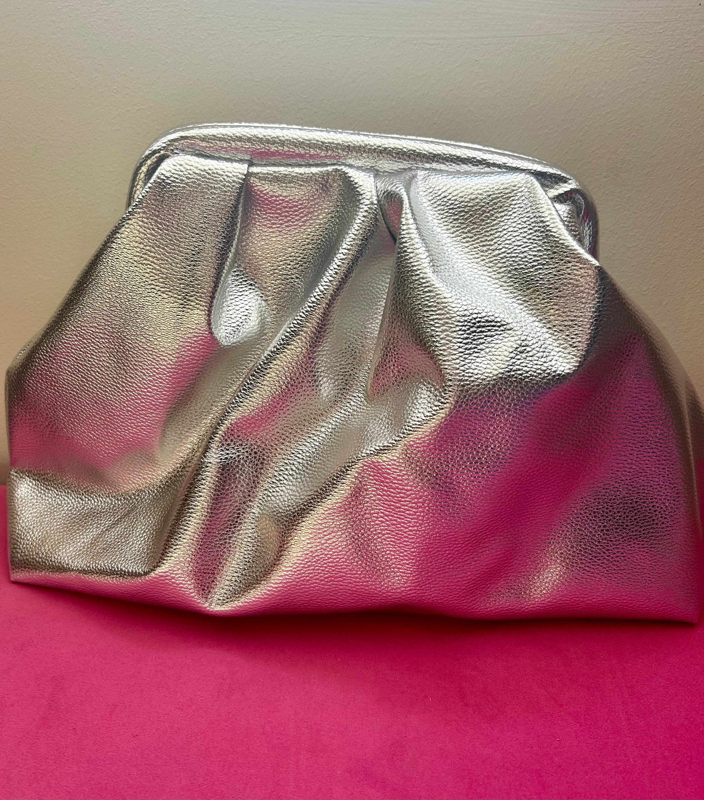 Metallic silver dumpling bag