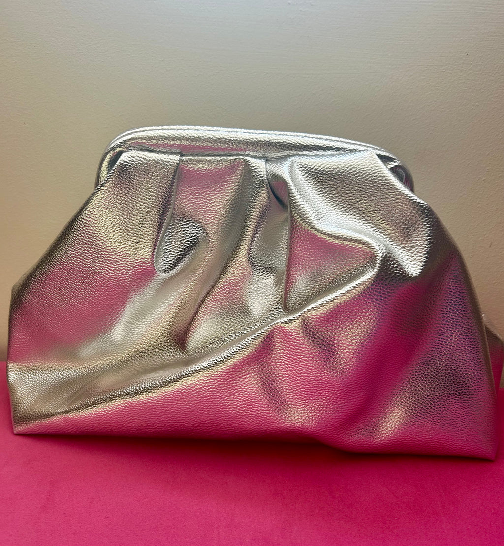 Metallic silver dumpling bag