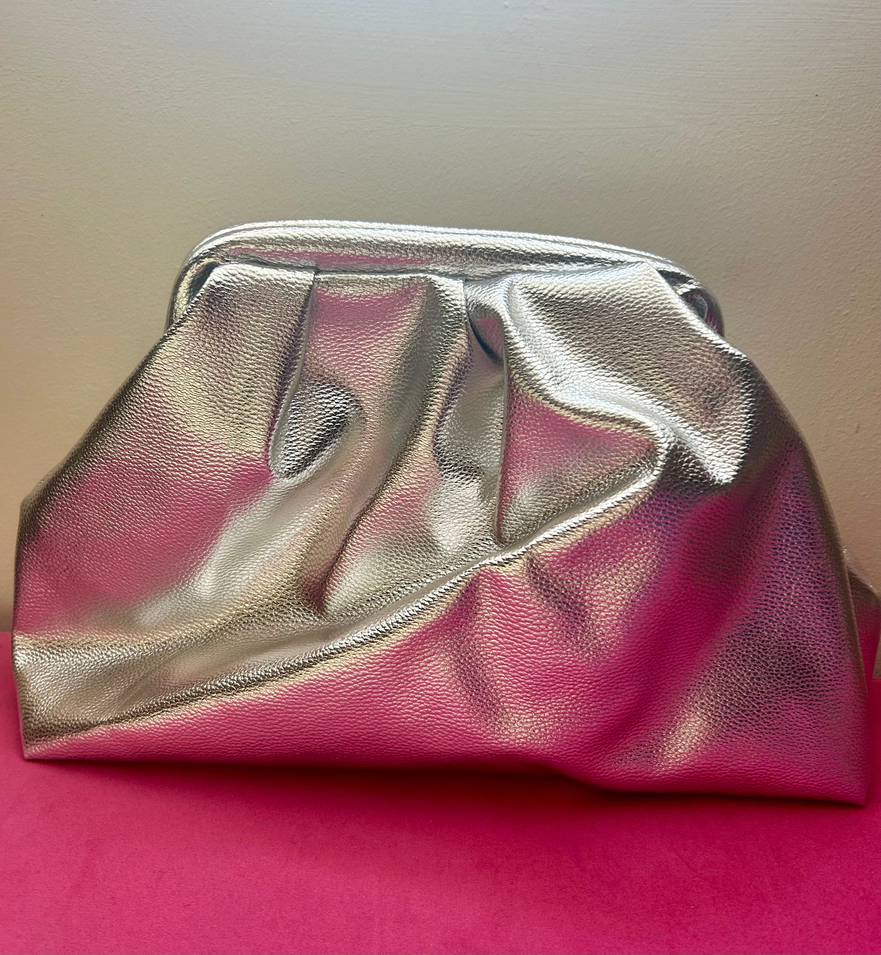 Metallic silver dumpling bag