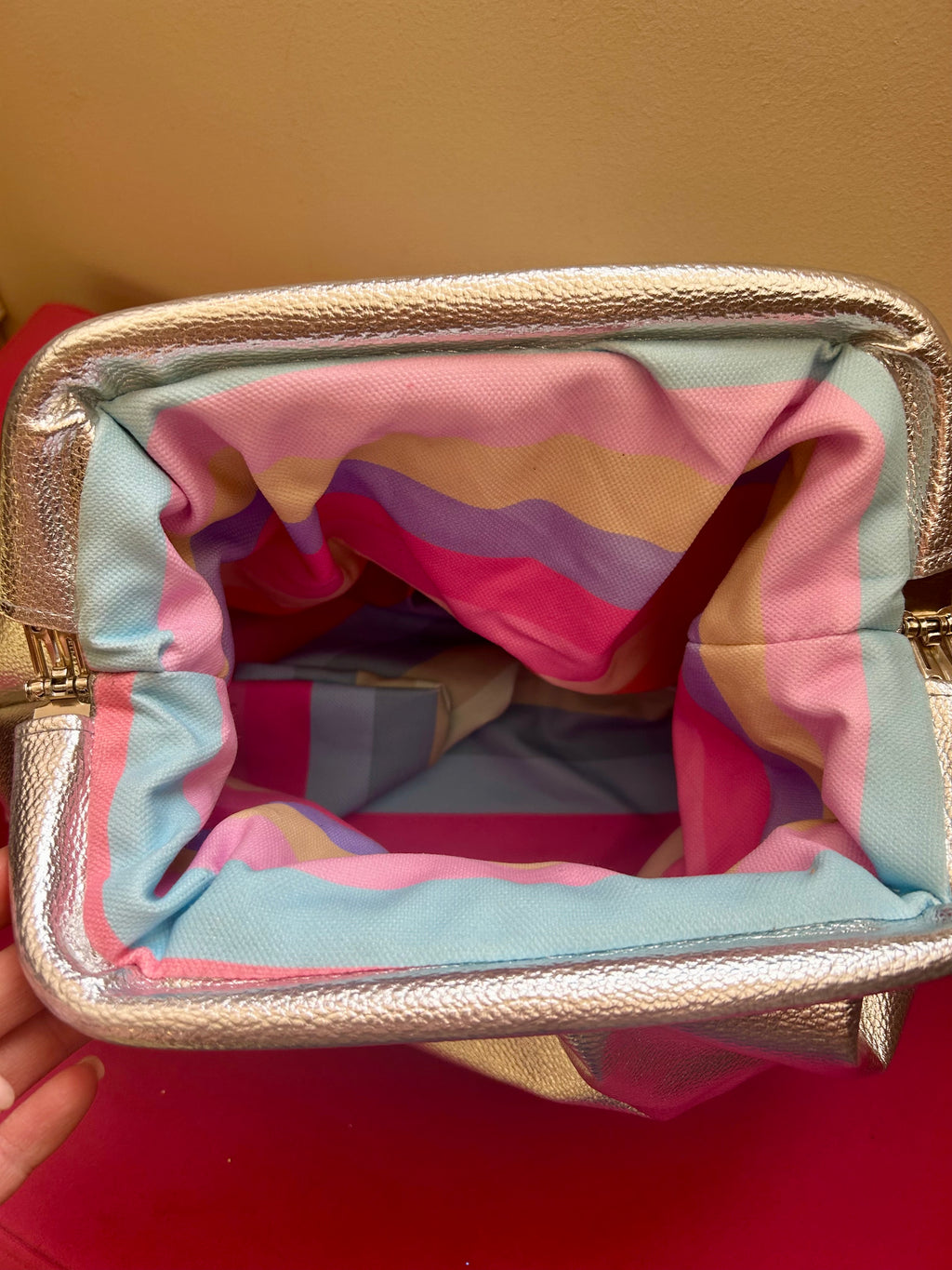 Metallic silver dumpling bag