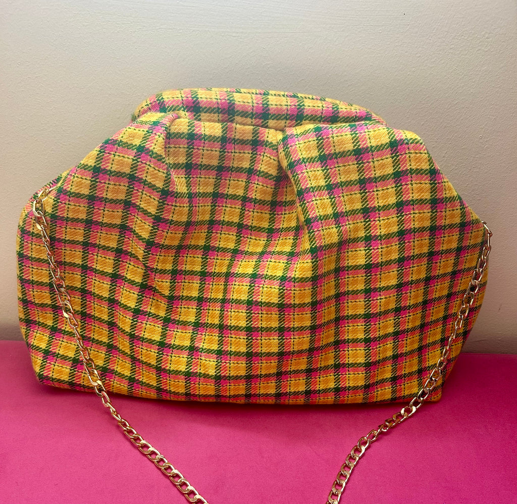 Check print dumpling bag