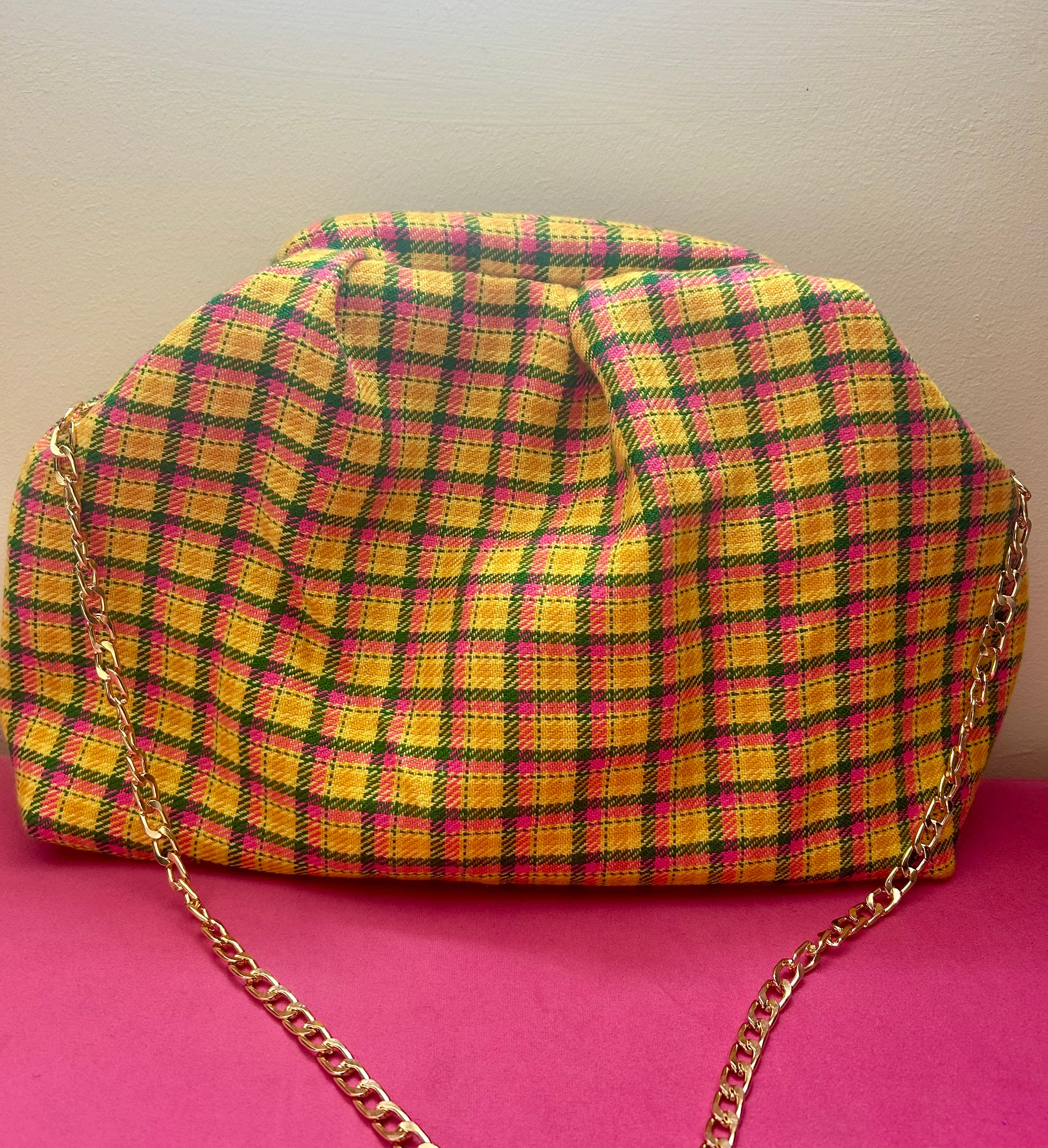 Check print dumpling bag