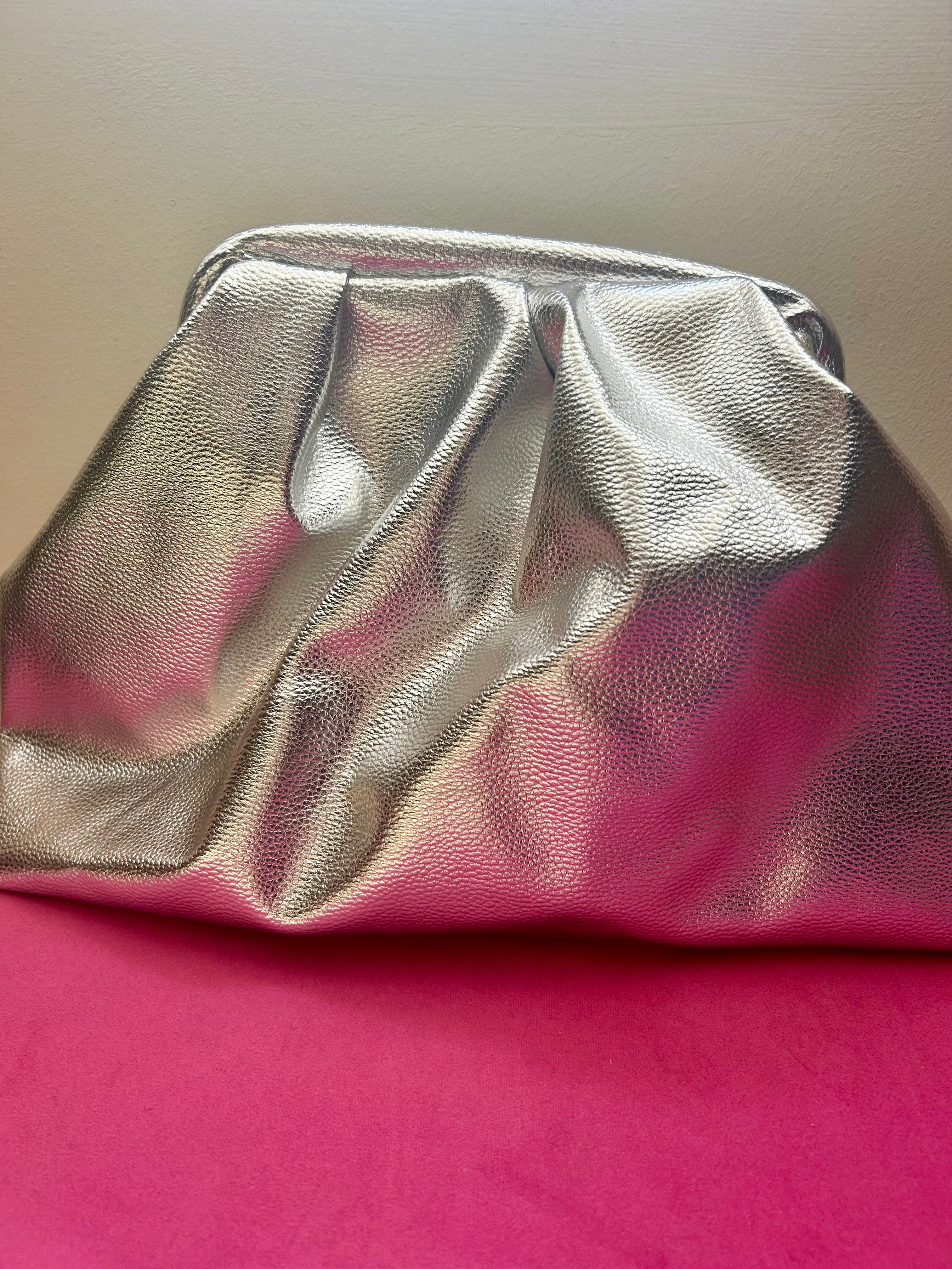 Metallic silver dumpling bag